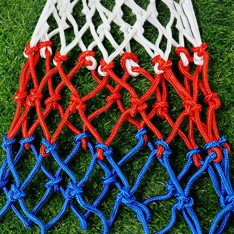 

Standard Basketball Net Red+White+Blue Tri-Color Basketball Hoop Net Powered Basketball Hoop Basket Rim Net