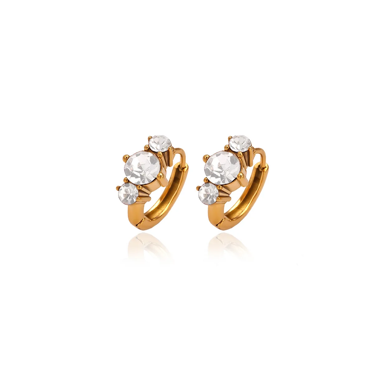 Zircon Hoop Earrings Stainless Steel Crystal