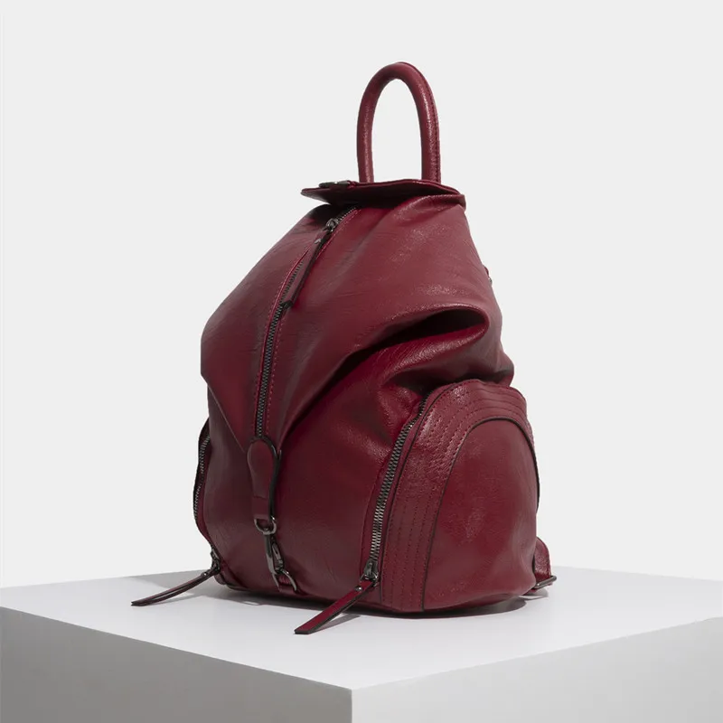 Vintage leather women's backpack fashion Feminina travel backpack trendy anti-theft school bag for girls