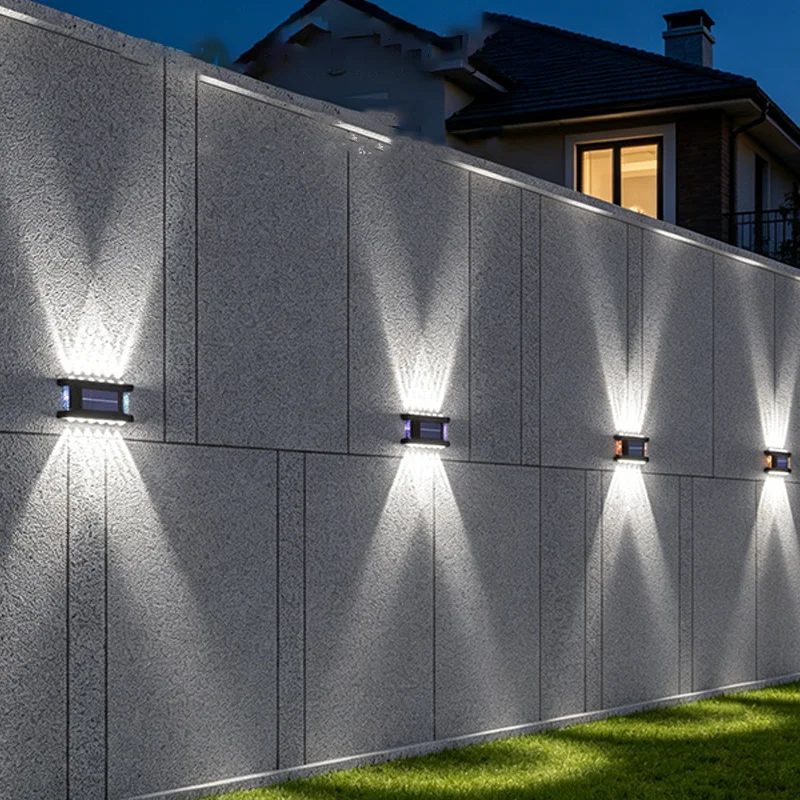 1-5PCS 방수 태양광 벽 조명 야외 LED 따뜻한 화이트 워시 조명 울타리 발코니 파티오 마당 분위기 조경 장식