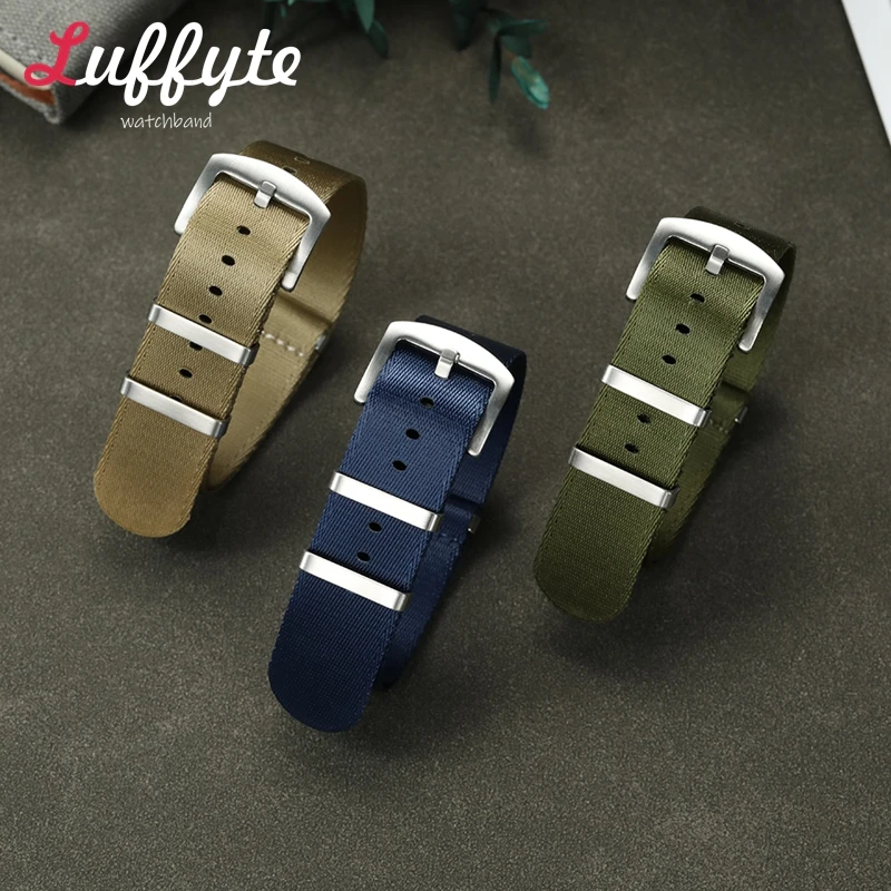 Premium Nylon Watch Strap - Soft, Stylish Wristband in Blue, Green, and Gray,