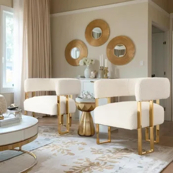 Modern Boucle Accent Chairs Set of 2 1