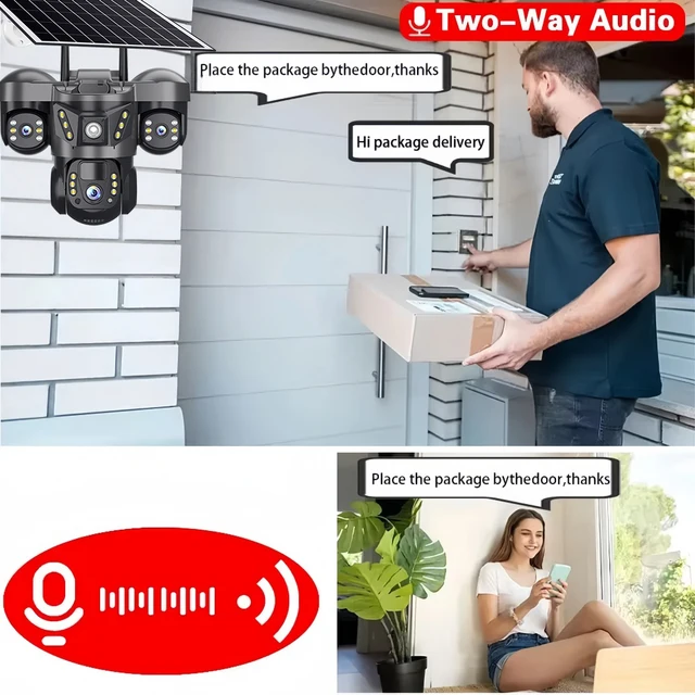 15MP 4G IP Solar Camera 10xZoom Triple Lens Outdoor PTZ Security Camera Auto Tracking Smart Security Protection CCTV Cam V380PRO 2