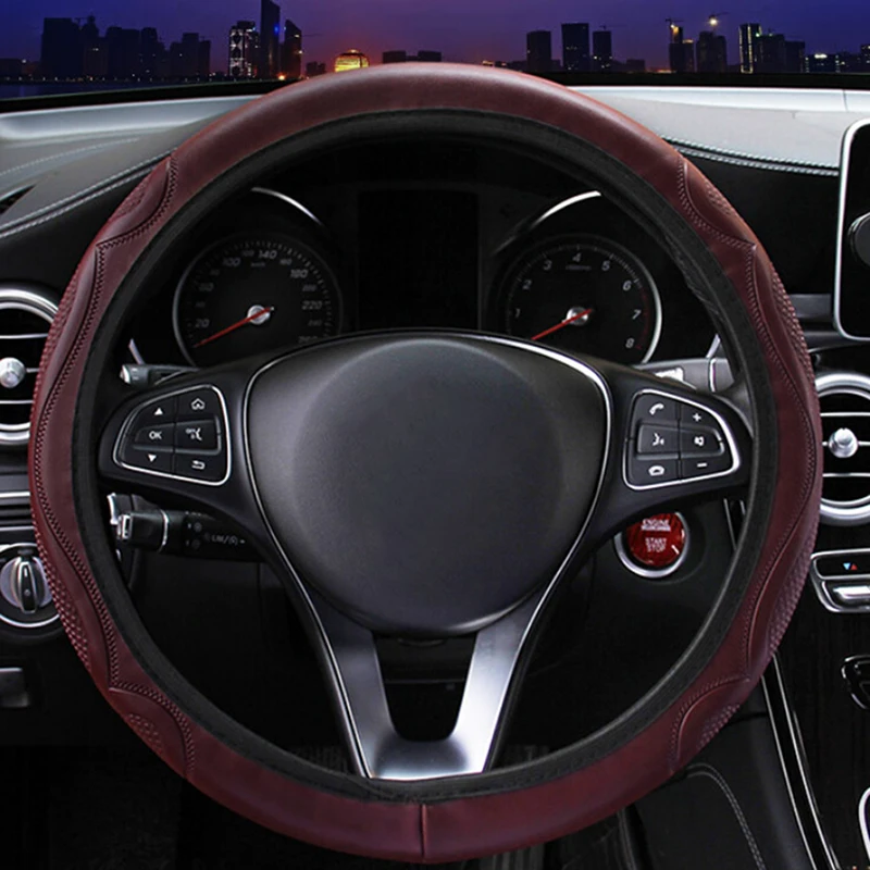 Coprivolante Universale 38cm in Pelle Traspirante Antiscivolo Accessorio Auto per Veicoli - Image 2