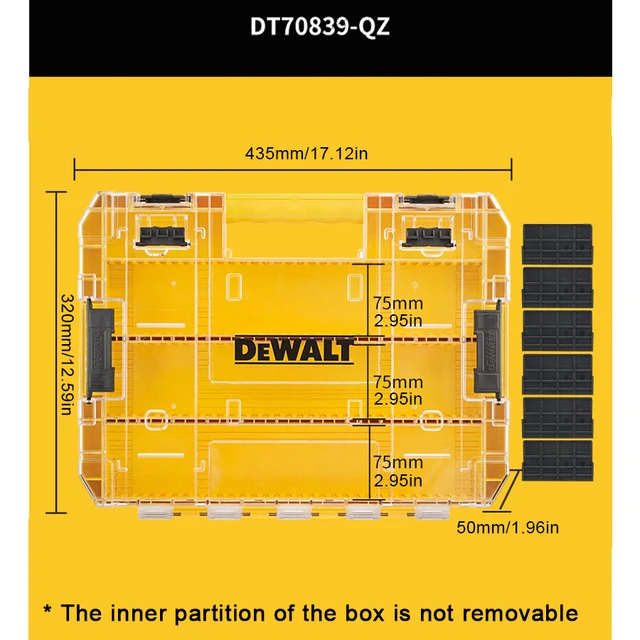 DeWalt大容量タフケース、仕切り付き、ツールボックス、パワー DeWalt大容量タフケース、仕切り付き、ツールボックス、パワー