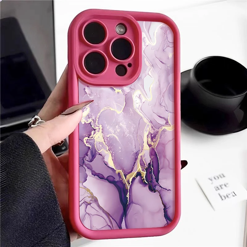 Marble Pattern Shockproof Soft TPU Candy Color Phone Case