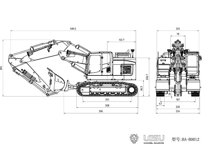 S593cf6d839994f0f8f377a31477a49ea8 Model ciężkiej maszyny LESU1/14 Aoue-ET26L trójramienny mały krótki pas ogonowy łopata przednia koparka gąsienicowa RC