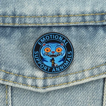 Emotional Support Animals Enamel Pins Cartoon Anime Character Brooches Lapel Badges Blue Tiger Raven Jewelry Gift for Friends 1