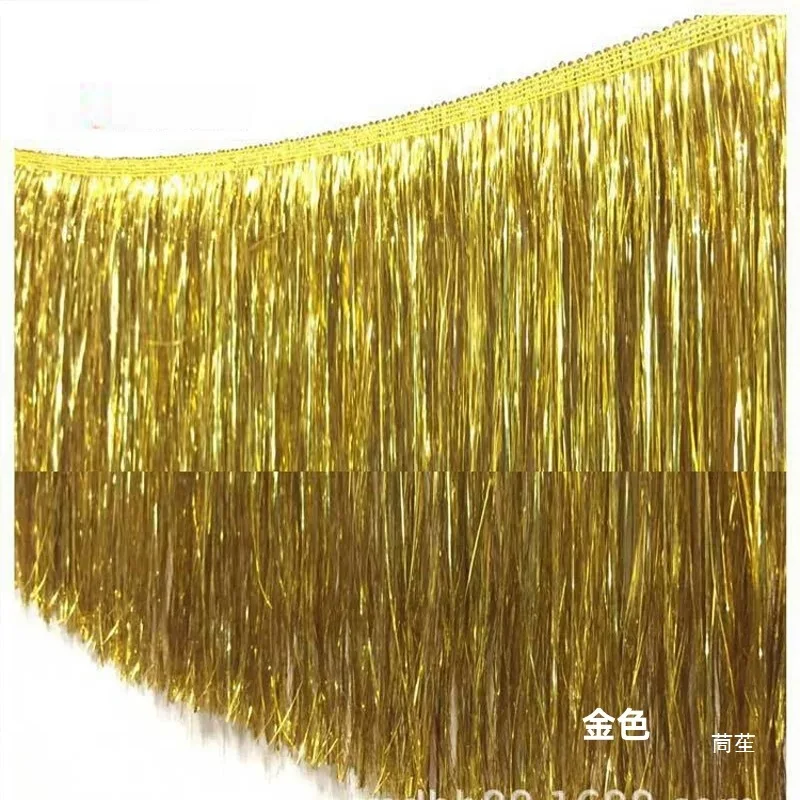 20cm High Gold and Silver Colorful Silk Tassel Fine Fringe Sparkling Stage Performance Costume Accessories