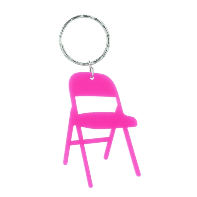 M2EA Acrylic Mini Backrest Chair Charm Keychain Folding Chair Keyring Bag Pendant Couple Keyholder Backpack Decoration