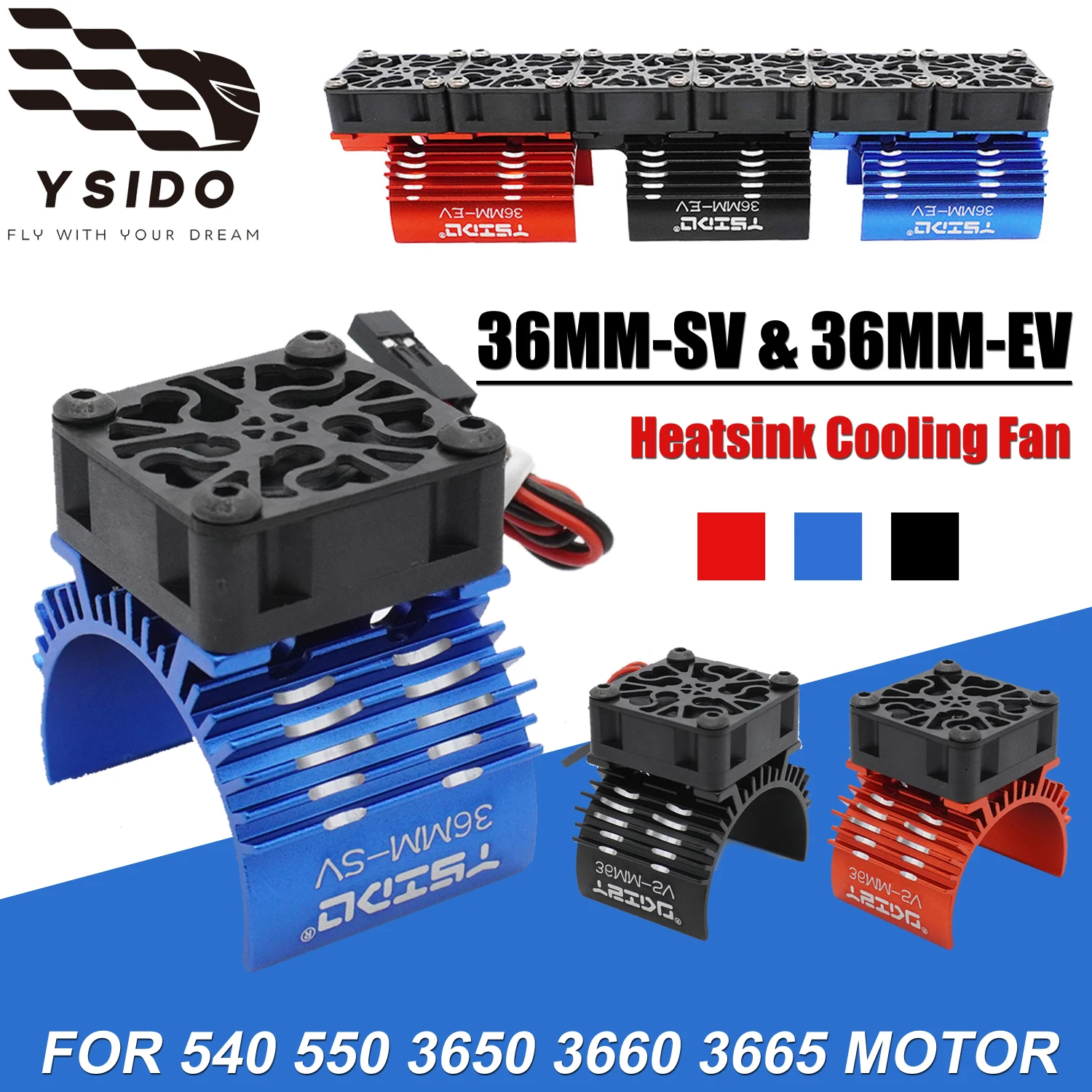 YSIDO 36MM-SV 540 550 3650 3660 3665 Motor Kühlkörper Lüfter für HPI HSP Traxxas Axial Redcat 1/10 1/12 1/8 RC Auto