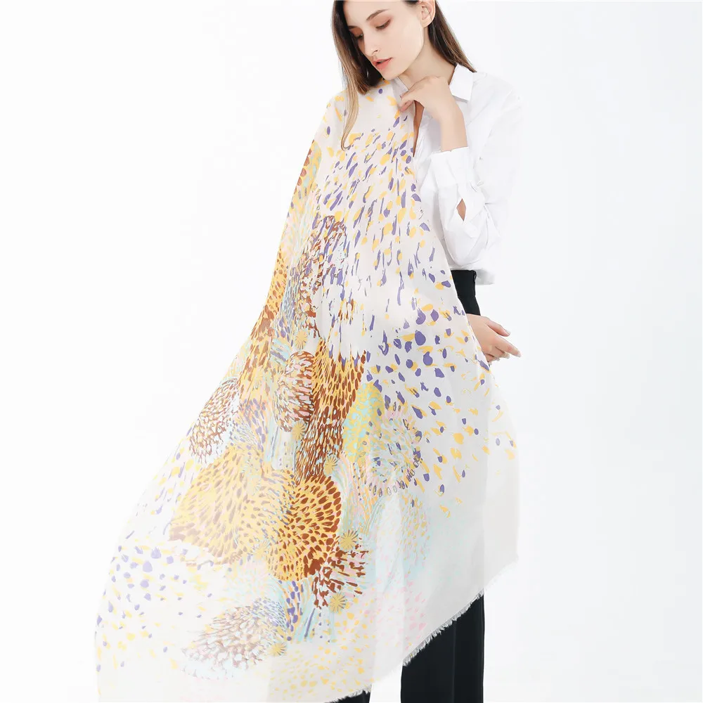 

European Style Autumn And Winter New Solid Color Small Flowers Cotton Hemp Long Scarf