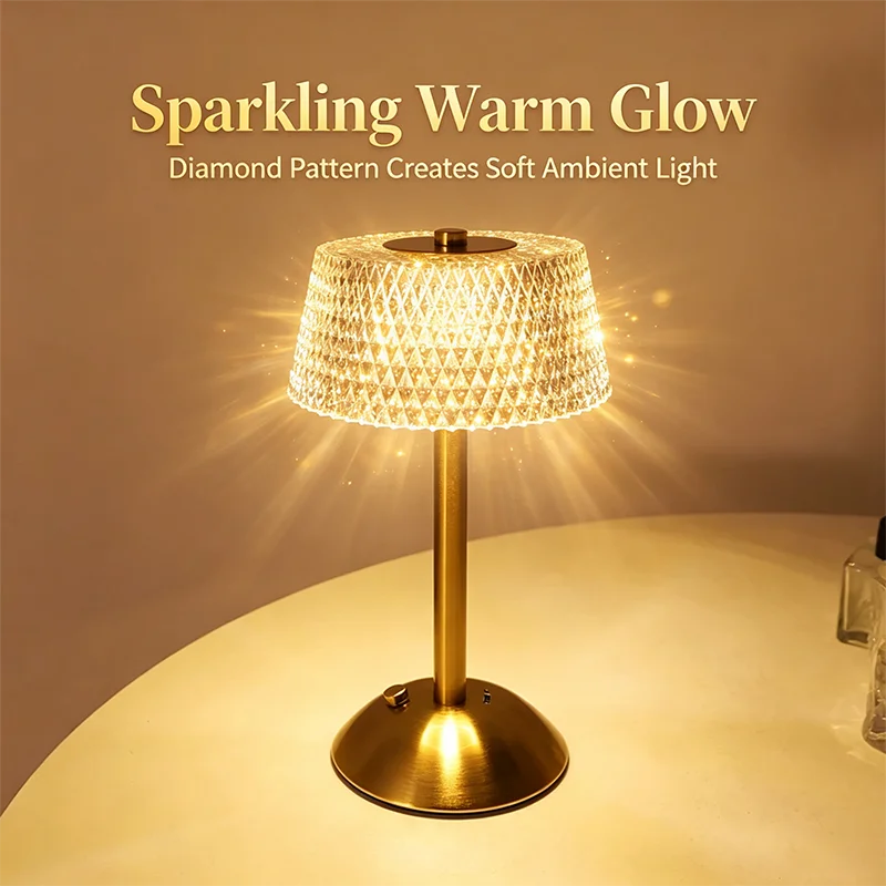 Rechargeable LED Night Light Touch Bedroom Night Lamp Bedroom Study Bedside Atmosphere Decoration Glass LED Table Lamps