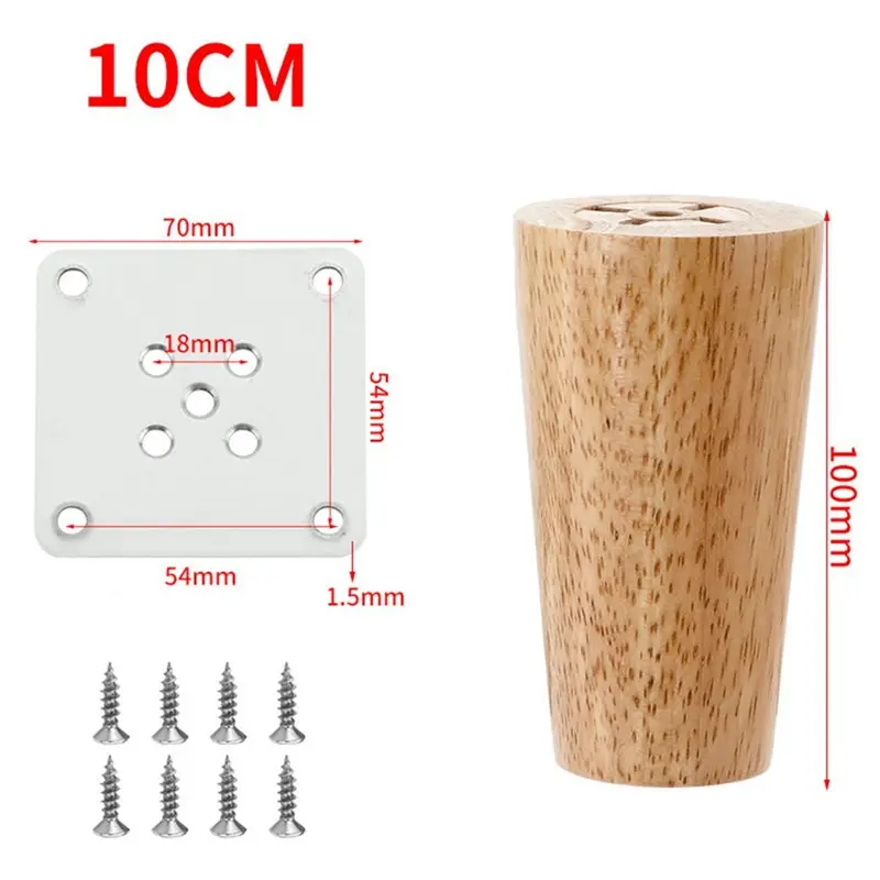 Set of 4 Natural Solid Wood Furniture Legs - Stylish Replacement for Tables, Cabinets, Sofas, and Beds