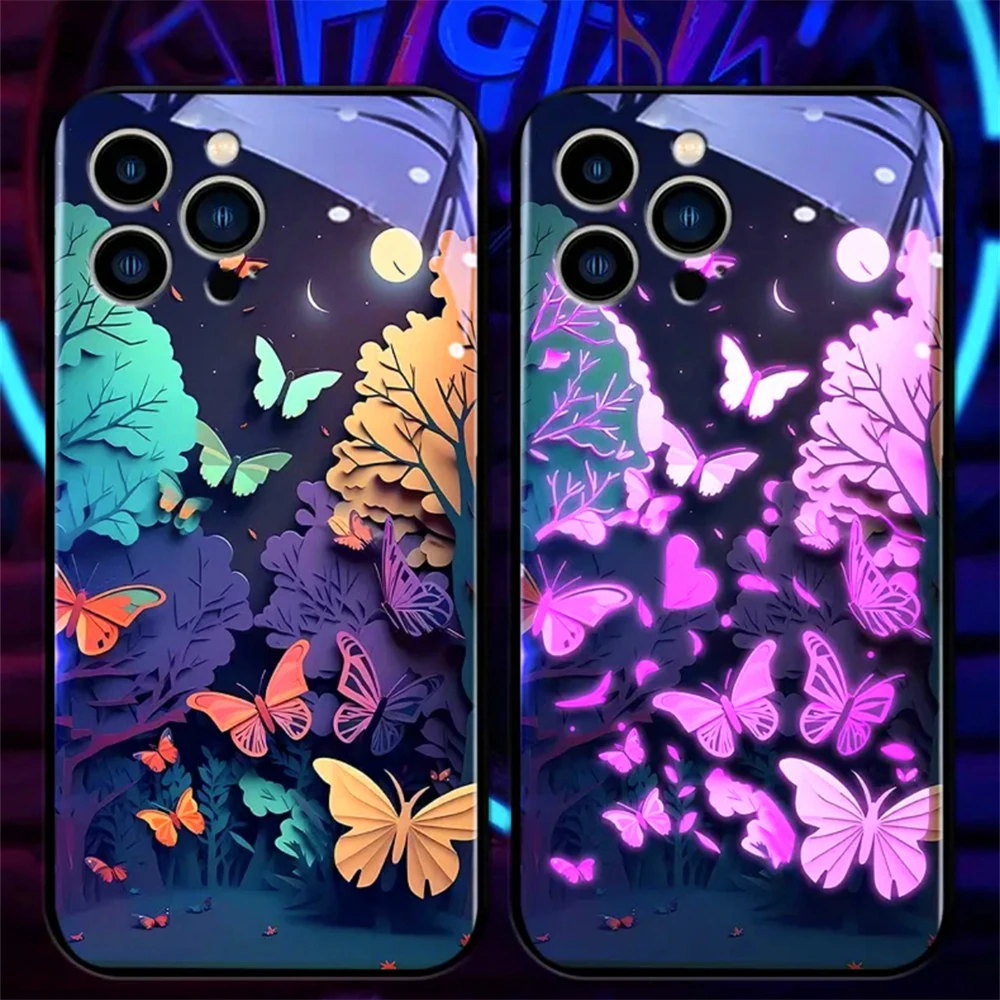 Psychedelische Sternenhimmel Leuchtende Handyhülle LED-Licht Glas Stoßfeste Abdeckung für Samsung S26 S25 S24 S23 S22 S21 FE Plus Ultra – Detail 32