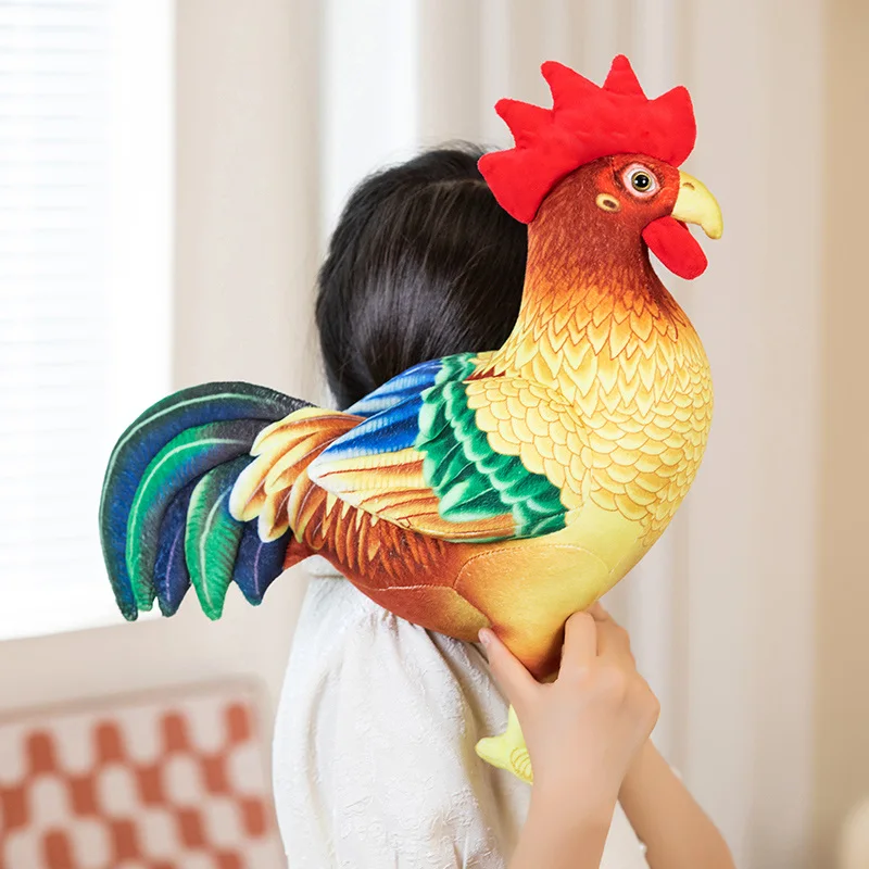 Hot 1pc 34/44cm Simulation Rooster Plush Doll Pillow Red Standing Realistic Chicken Toy Home Decoration Gift For Boys And Girls