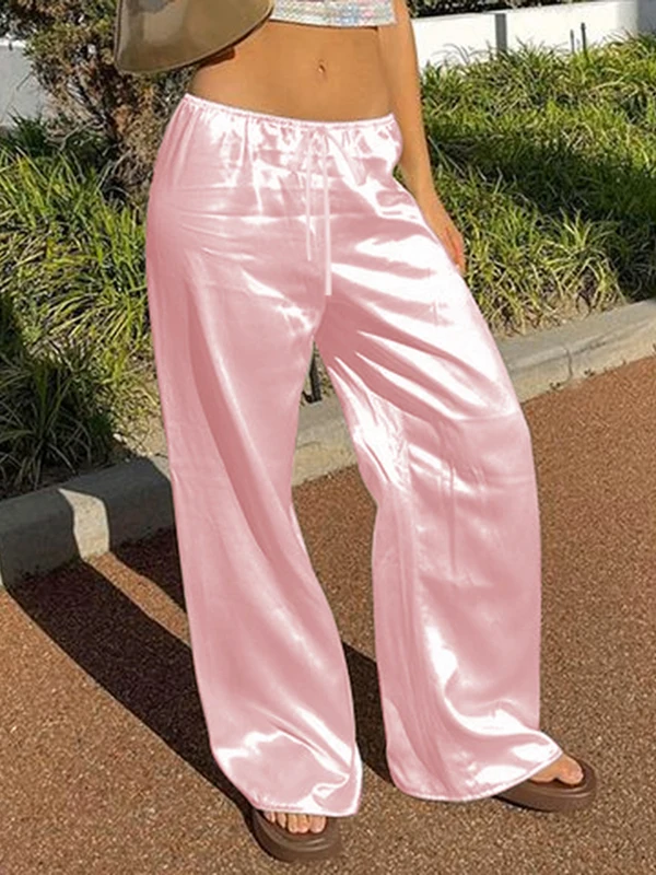 Chic Satin Wide Leg Dress Pants Women' Sty...