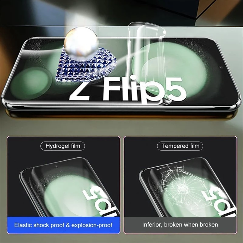 Pellicola idrogel da 3 pezzi per Samsung Galaxy Z Flip 6 5 4 3 protezione schermo frontale in vetro - immagine 6
