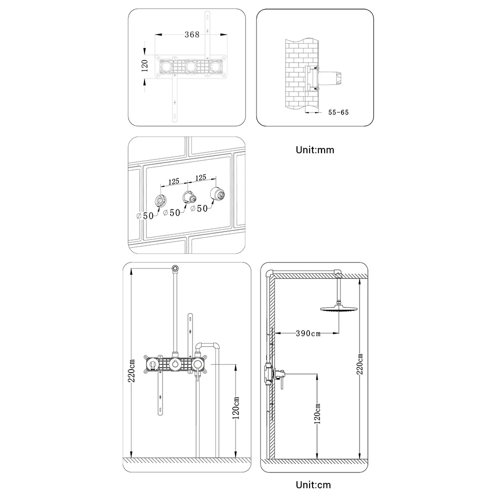 Shower Faucet Embed Box Wall Mounted Rain Head Hot &Cold Shower Tap Handheld 2 Ways Ceiling Arm Bathroom Mixer shower set