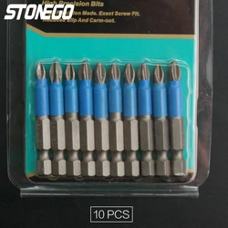 Premium Magnetic Anti - Slip Cross Screwdriver Bit Set - 50mm - Hexagonal (10 Pcs)