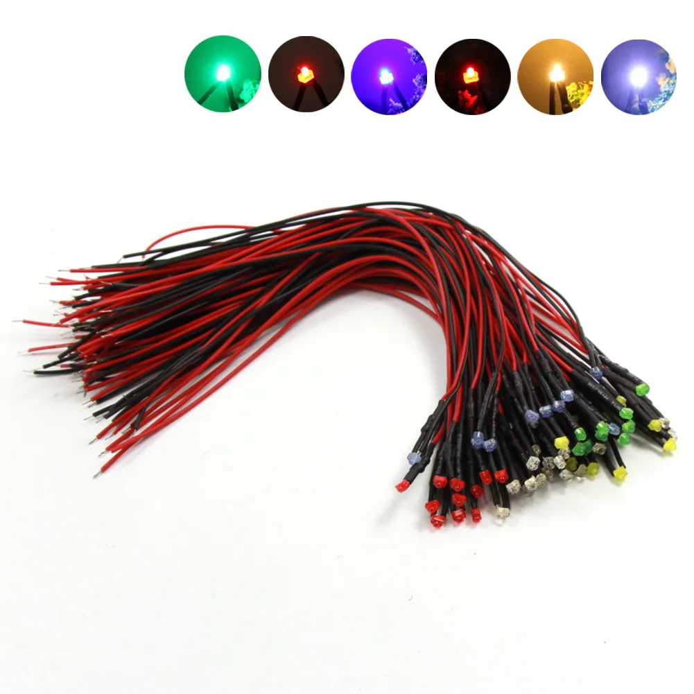 Lot De 10 LED Super Lumineuses 3mm Blanc Chaud 3000K - Câble 20cm Pour 5V
