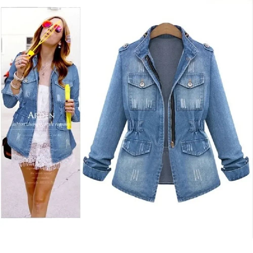 Women's Style Jackets European and American Women's Denim Jacket Do Old Temperament Skinny Denim Jacket