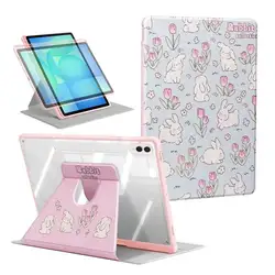Premium Tablet Case with Pen Holder - Versatile Design - Tab A9 Plus 11in (Rabbit and flowers)