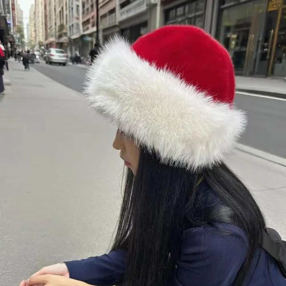 Winter Warm Christmas Hat Thicken Plus Velvet Snow Ski Cap Fluffy Windproof Beanie Hat Christmas Photo Props Accessories Gifts