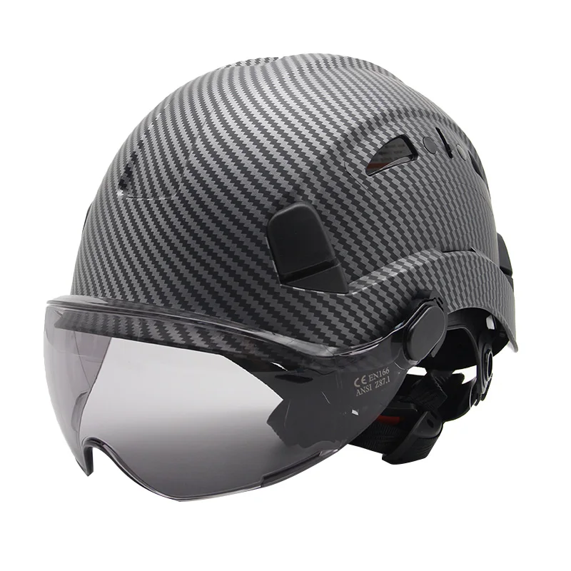 Carbon Fiber Pattern Hard Hats with Visor Construction Safety Helmets for Men Adjustable Vent Bicycle Outdoor Workwear Hardhats