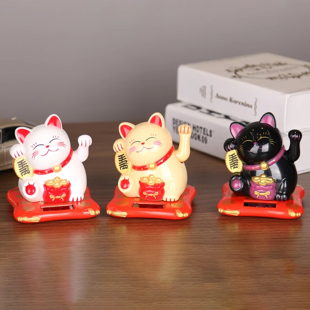 Chat porte-bonheur chinois avec patte à main, énergie solaire, 62 or, pour  richesse, prospérité, bienvenue, bonne chance, cadeau d'anniversaire -  AliExpress