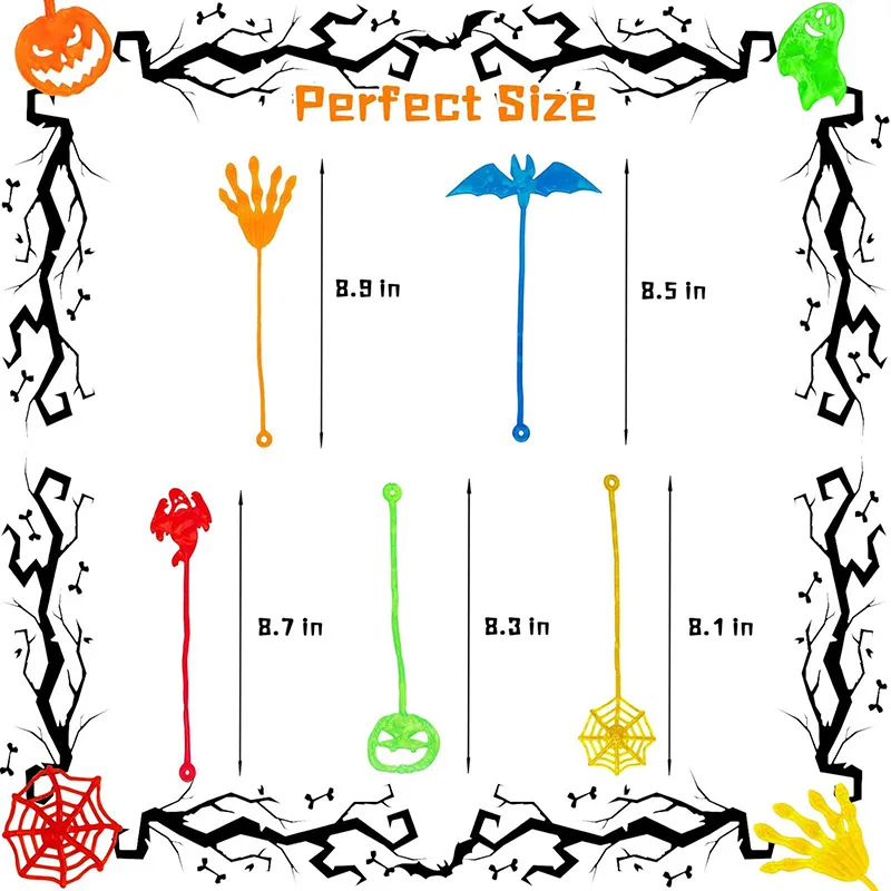 Halloween Sticky Hands Bulk Stress Relief Stretchy Sticky Hand Toy for Kids Halloween Goodie Bag Stuffers Fillers 10/20/30/50PCS