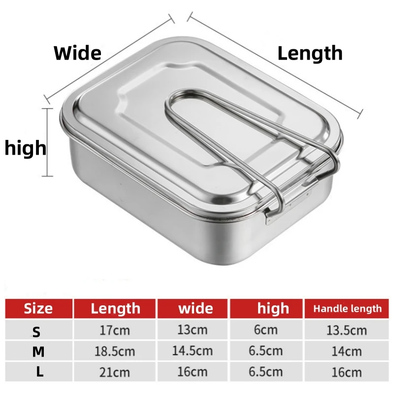 Stainless Steel Bento Lunch Box with Handle for Large Food Storage