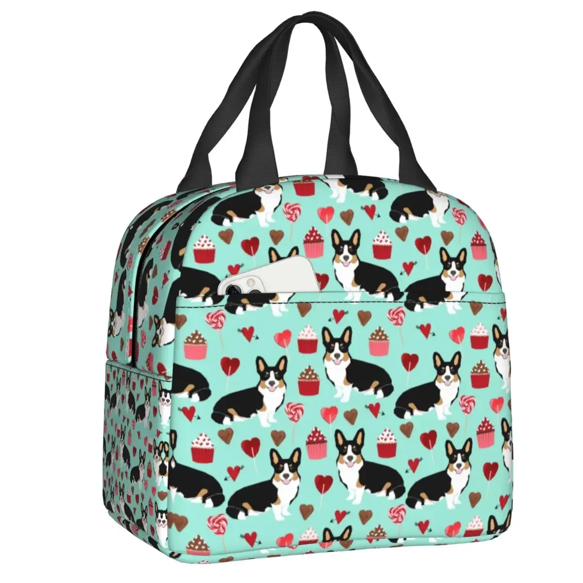 

Портативный Ланч-бокс для женщин, водонепроницаемый термо-охладитель с изолированным покрытием для еды, школьный детский Ланч-бокс с валлийской собакой корги