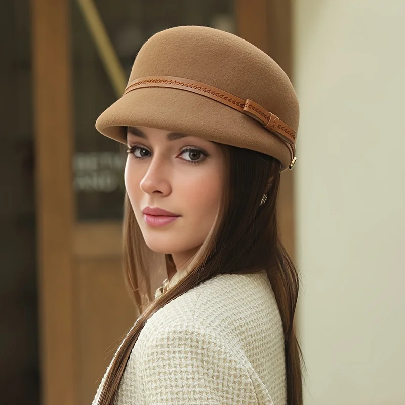 Cotton Newsboy Cap Wool duckbill hat for children's autumn and winter newsboy hat retro fashion versatile equestrian beanie