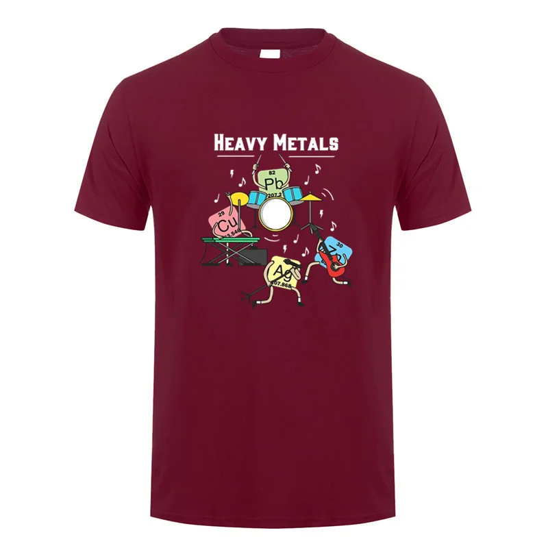 Heavy Metals Rock Chemistry Graphic Cotton T-Shirt for Men - Short Sleeve Summer Tee