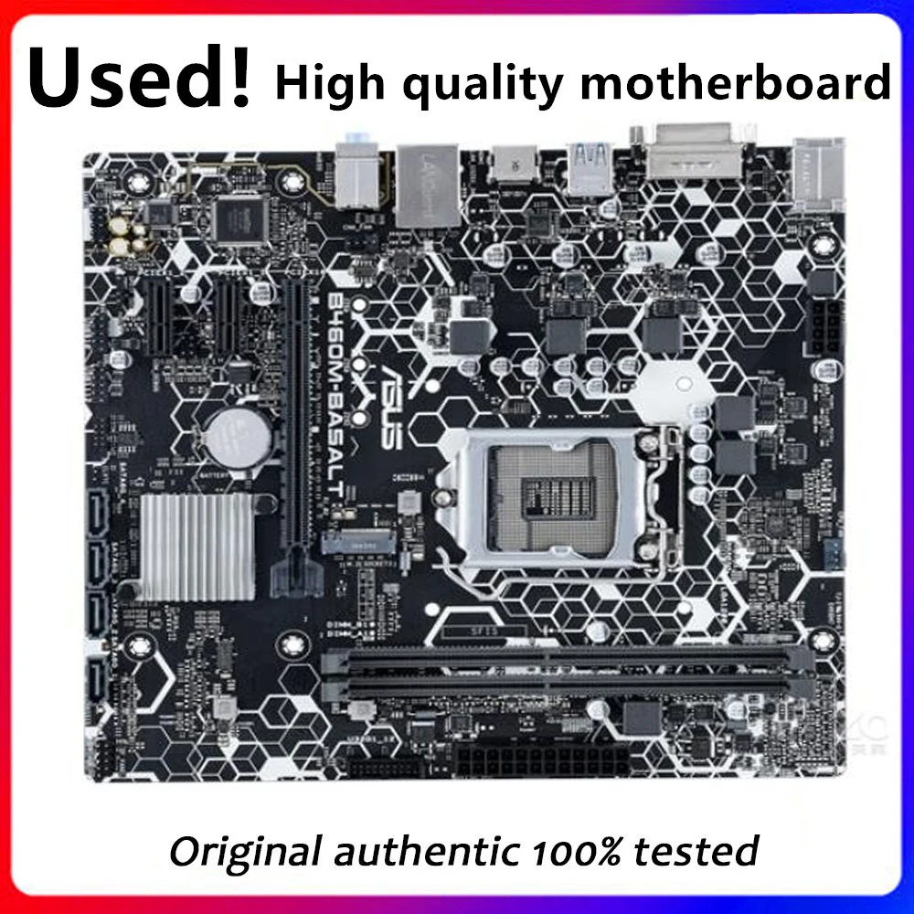 

Used motherboard For Asus B460M-BASALT Original Desktop Intel B460 DDR4 Motherboard LGA 1200 i7/i5/i3 USB3.0 M.2 SATA3