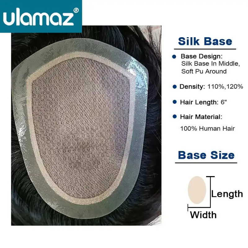 Silk Base & Skin Toupee Natural Scalp Male Hair Prosthesis Undetectable Base Man Wig Hair Replacment System Unit Men's Wigs human hair toupee