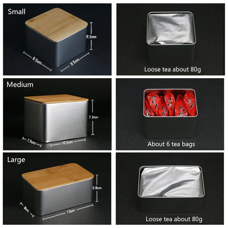 Bamboo Lid Storage Box Ornaments Storage Container Jewelry Tinplate Case Containers with Lids Boxes Candy Containers tea tin box airtight container