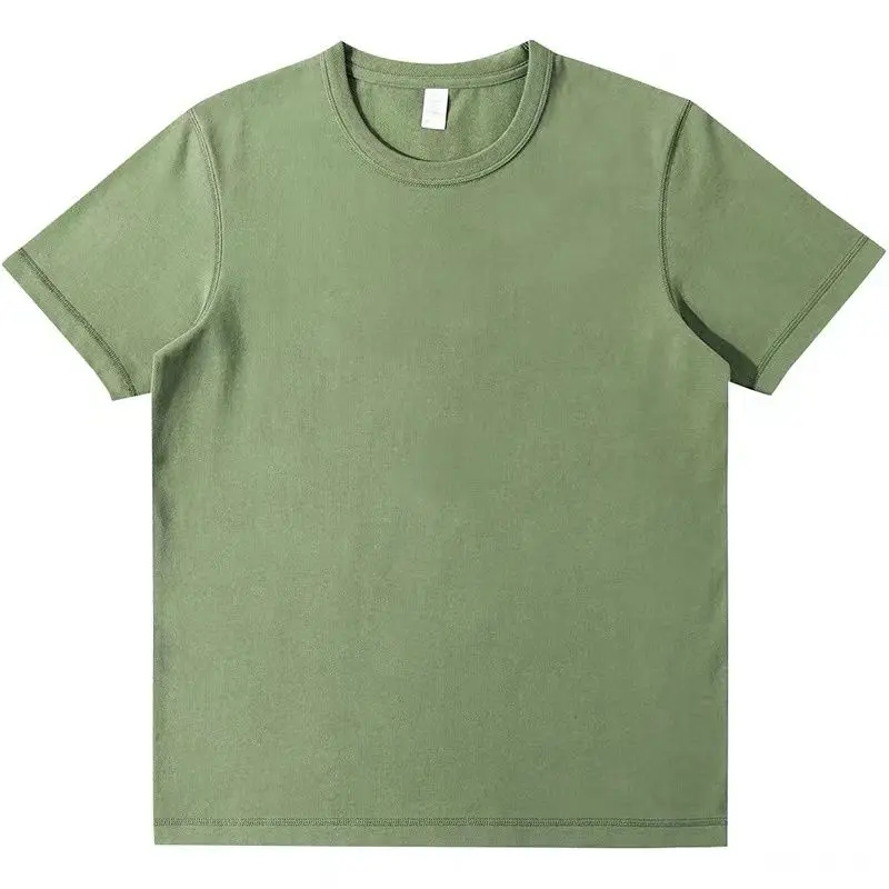 Heavyweight Avocado Green Brushed Cotton Short Sleeve Summer T-Shirt