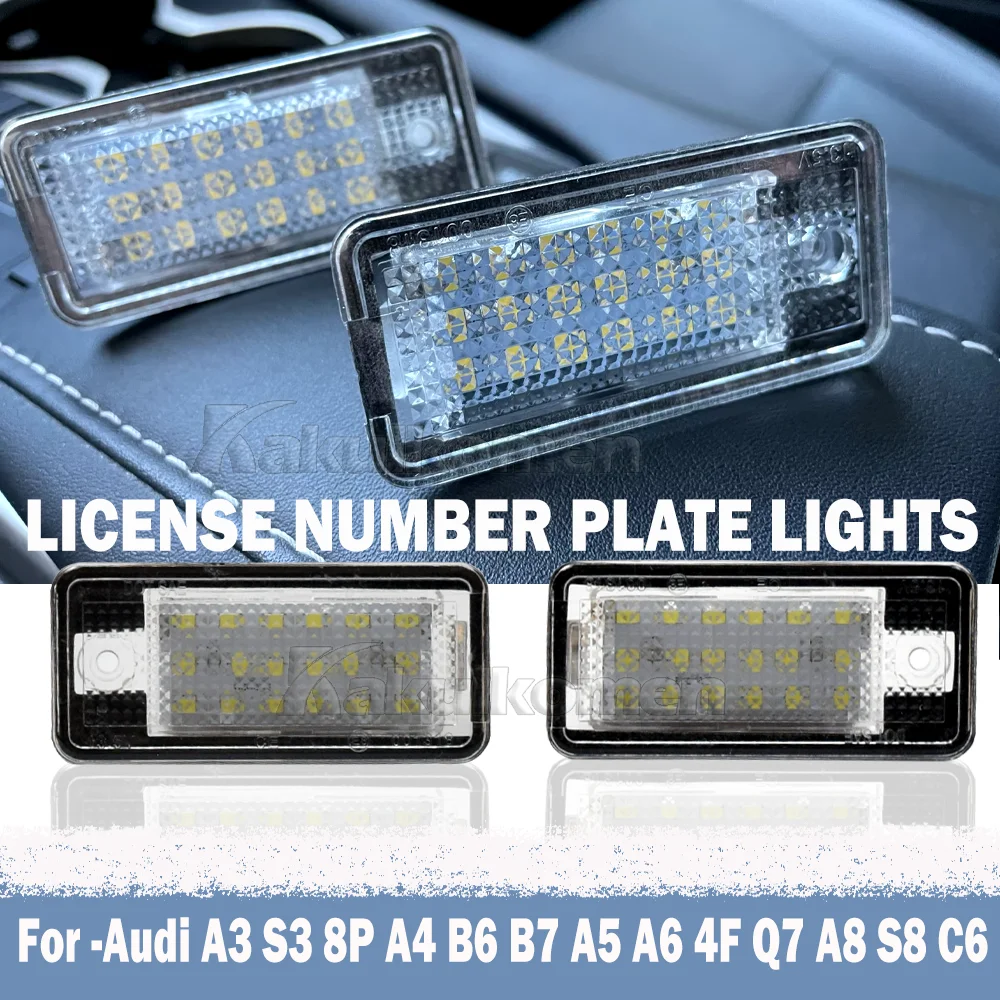 Car LED License Number Plate Light Lamp White For Audi A3 S3 A4 B6