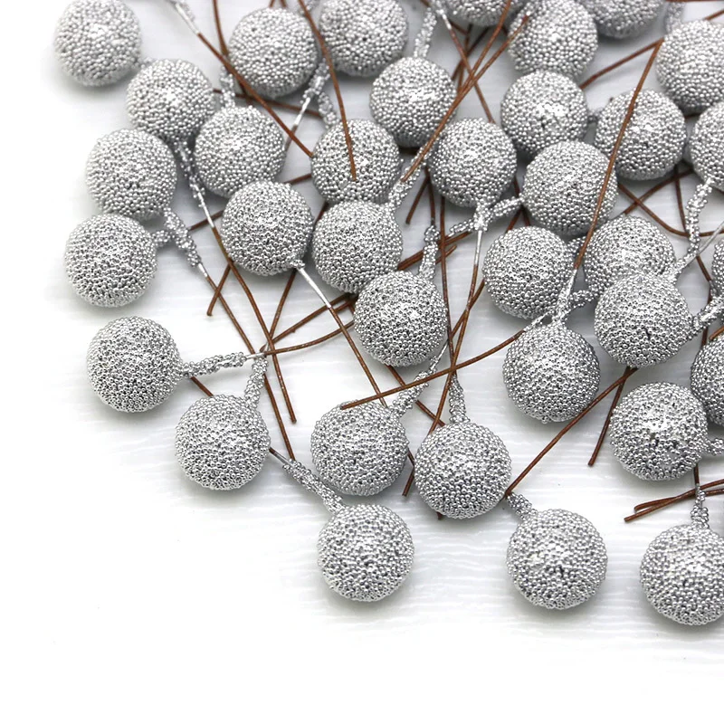 (100 Pcs/pack) 6cm Christmas Berry Bayberry Decoration Simulation Golden Berry Bouquet False Plant Wreath Decoration