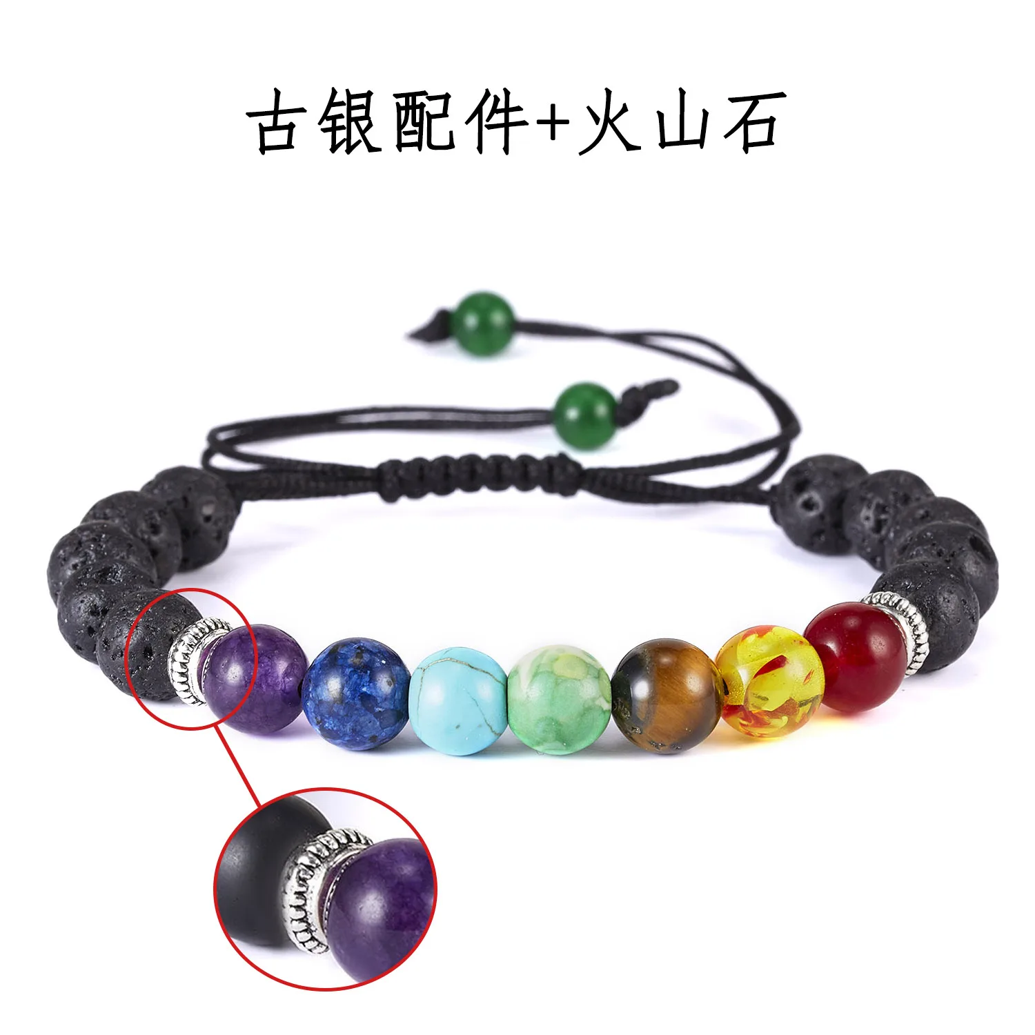 7 Chakra Stein Armbänder für Frauen Männer Buddha segnen Heilung Balance Perlen Reiki Buddha Gebet Leder Seil Armband Schmuck Geschenk – Detail 6