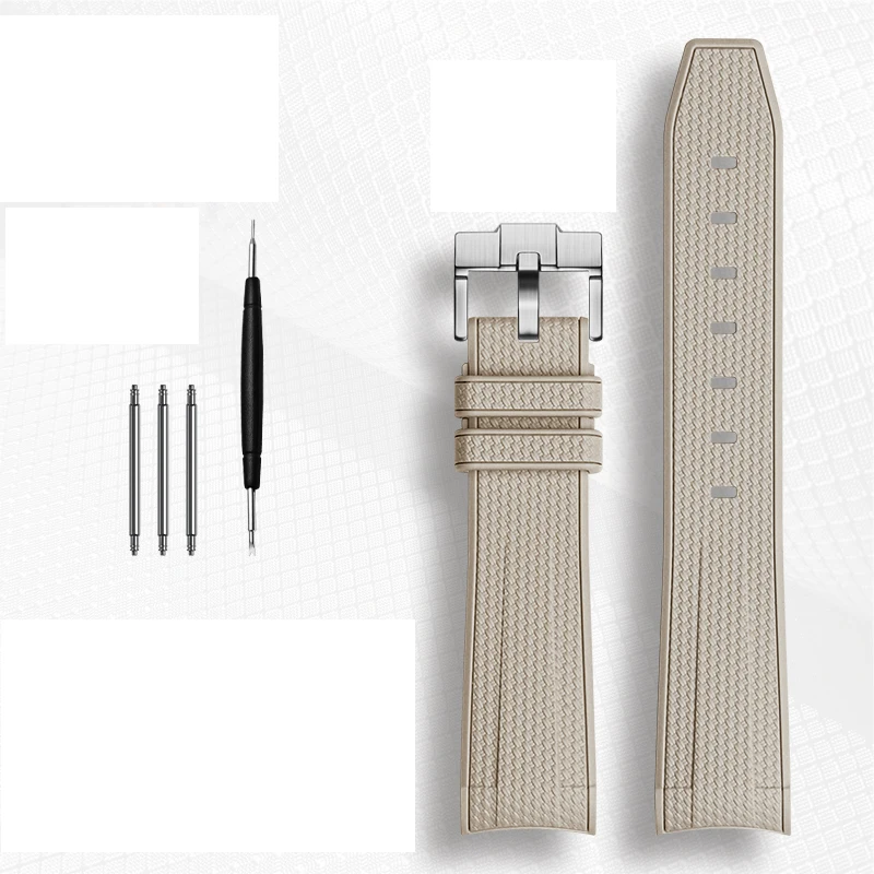 Durable Rubber Waterproof Sports Watch Strap with Curved End - 20mm