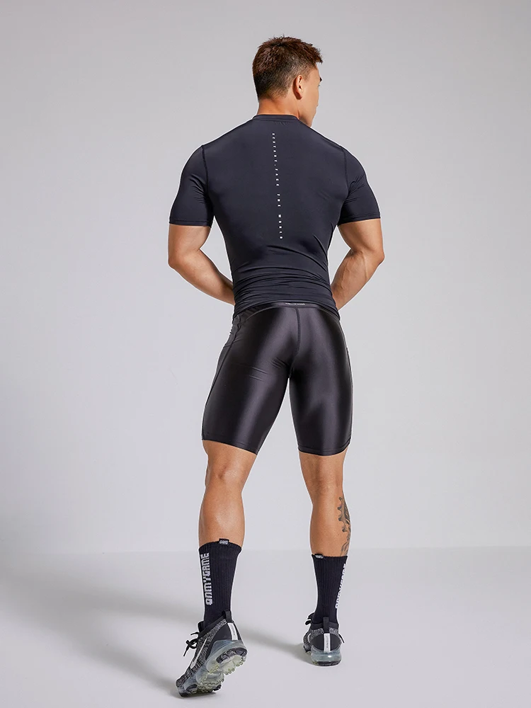 Pantalones cortos ajustados de talla grande para hombre, Camiseta deportiva para gimnasio, bañadores de baloncesto con bolsillos