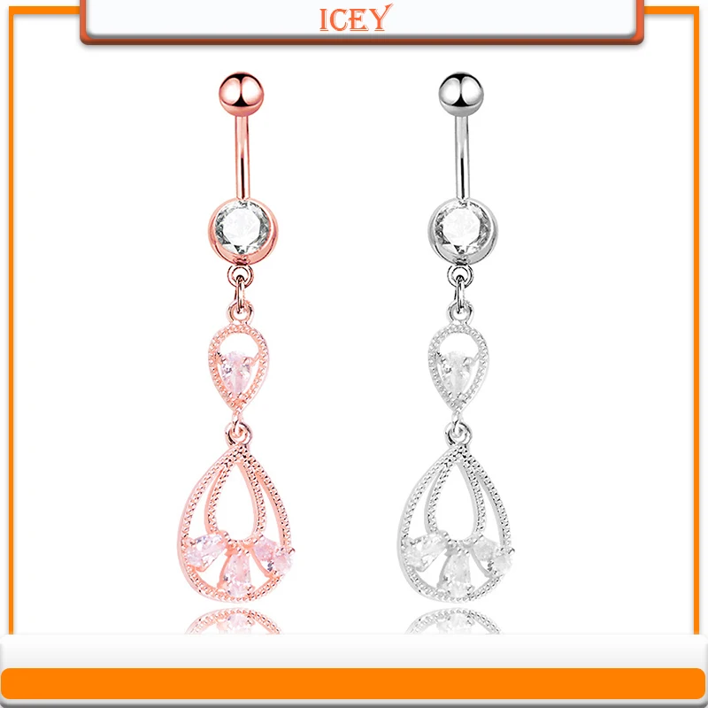 

1pc Zircon belly ring inlaid crystal navel stud rhinestones belly navel jewelry Stainless steel belly button ring navel piercing