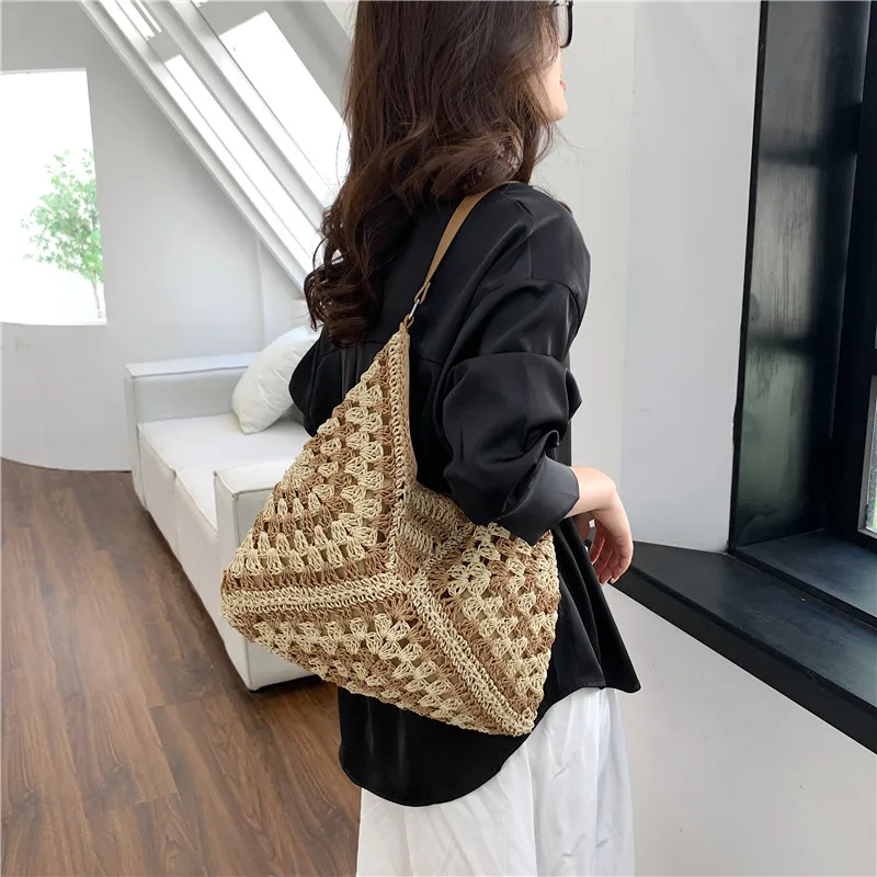 Woven Beach Shoulder Bag for Women and Girls