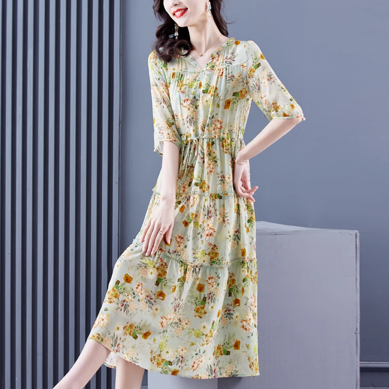 

2023 Fashion Polka Dot V-Neck Midi Chic Dress Spring Summer Long Sleeve Casual Dress Women Korean Elegant Bodycon Night Vestidos