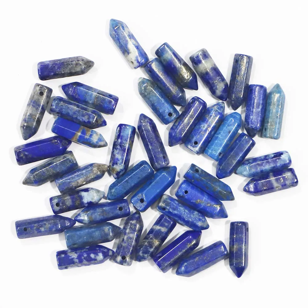 Selling Natural Stone Hexagonal Pillar Necklace Pendant Reiki Charms Ornament Jewelry Earrings Accessorie Making Wholesale 30Pcs