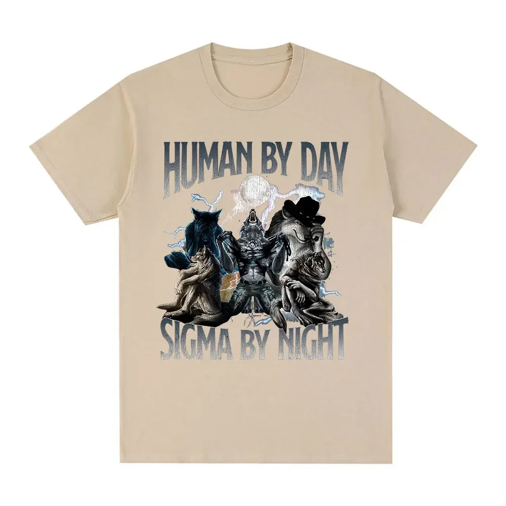 Human By Day, Wolf By Night - Funny Oversized Graphic T-Shirt