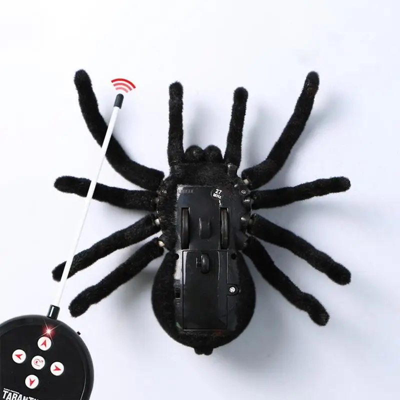 High Quality Halloween Remote Control Realistic RC Spider Toy Novelty Spider toy Creepy tarantula With Glowing Eyes Prank Gift